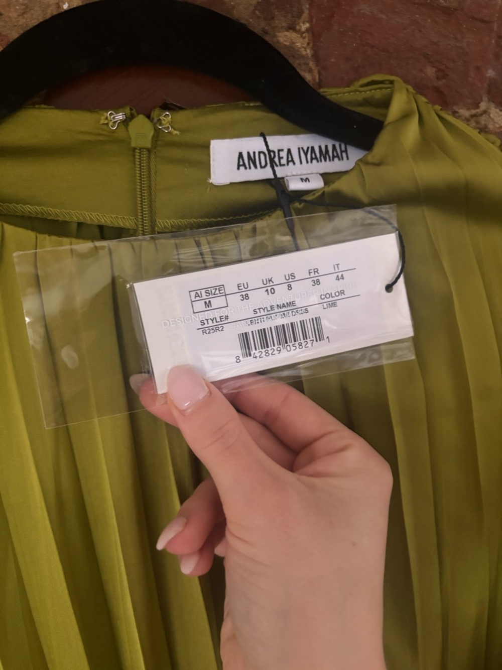 Andrea Iyamah Olive Pleated Long-Sleeve Mini Dress - Picture 8 of 9